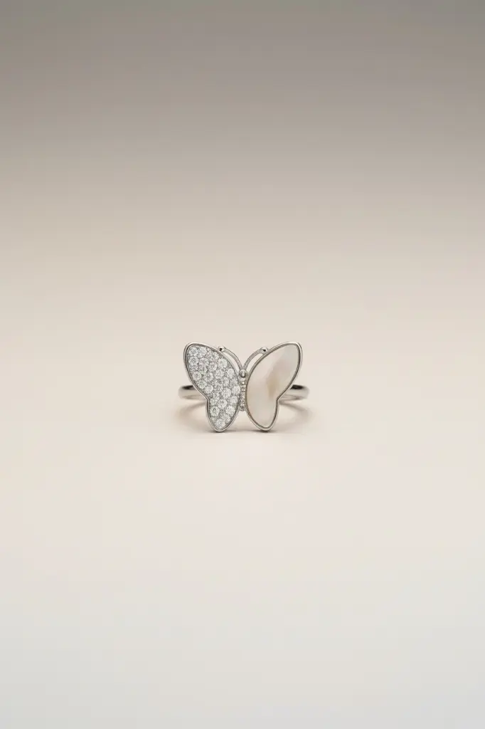 Woman’s Silver Butterfly Ring – Minimal Luxury Statement Ring