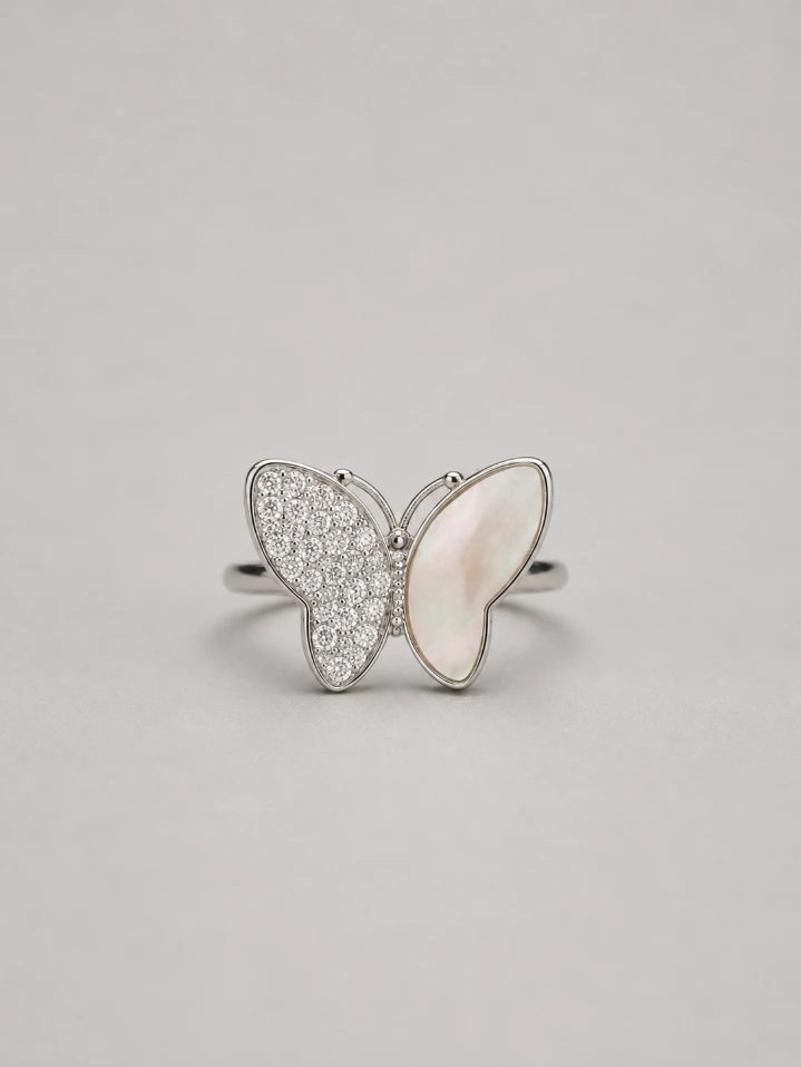 Woman’s Silver Butterfly Ring – Minimal Luxury Statement Ring