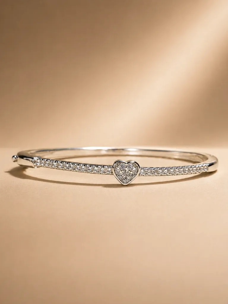 Fancy Silver Kada for Women – Modern Heart Design