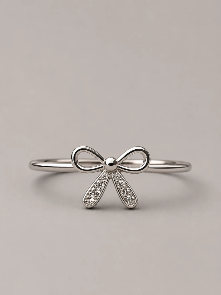 Delicate 925 Silver Woman's Bow Ring