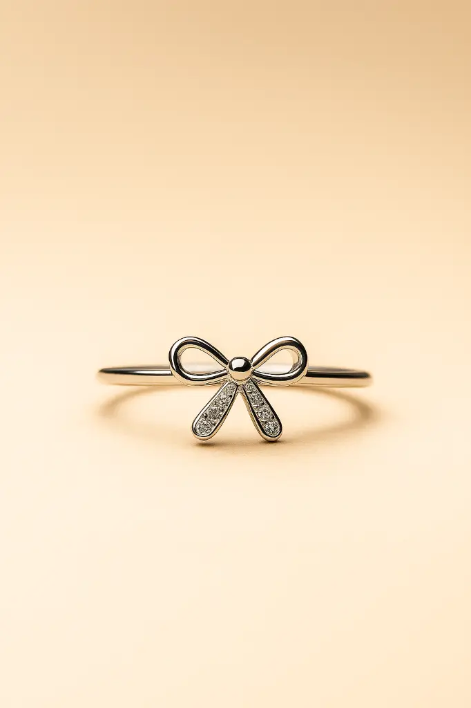 Delicate 925 Silver Woman's Bow Ring