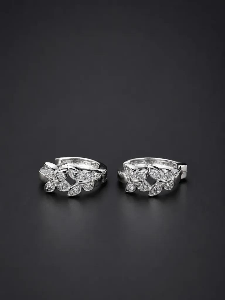 Floral Silver CZ Bali Earrings