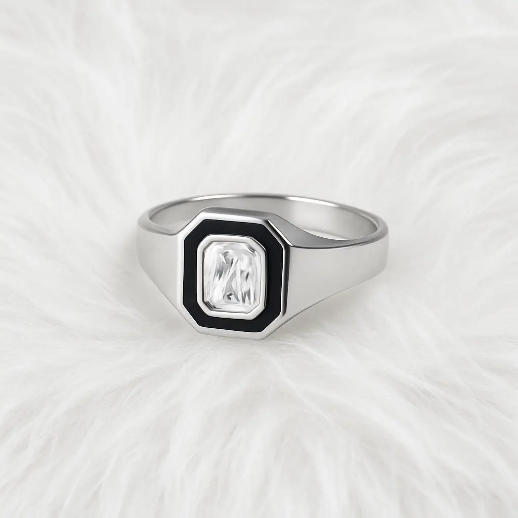 925 Black Silver Enamel Ring for Men – Bold & Stylish