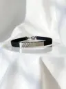 925 Silver Black Strap Bracelet for Men