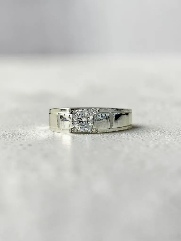 men's italian silver ring – 925 Solitaire Design