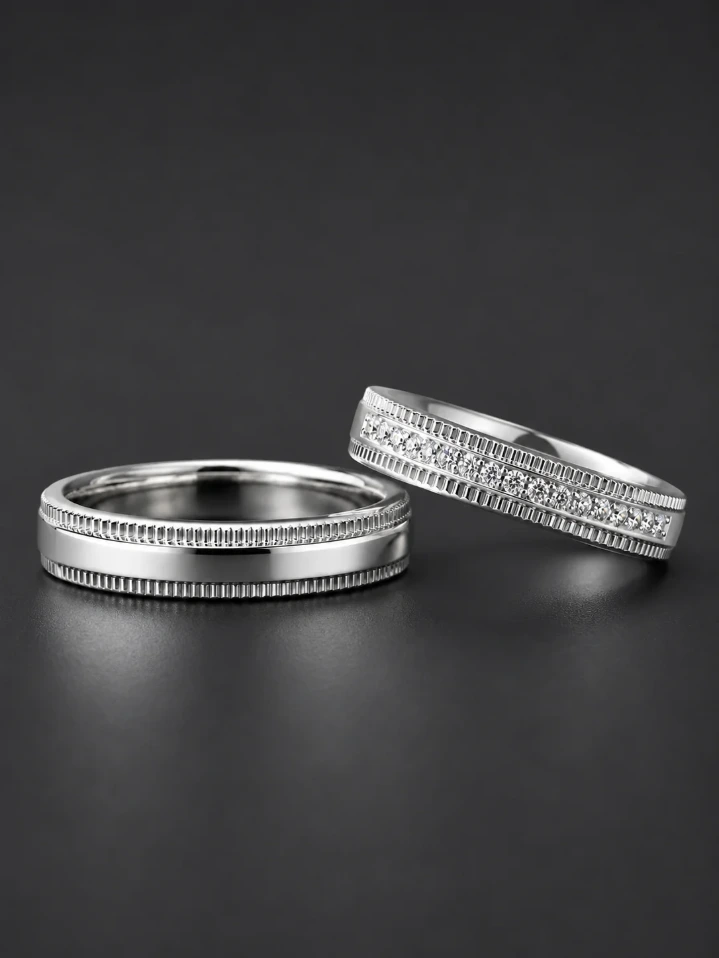 Milgrain Diamond Couple Bands