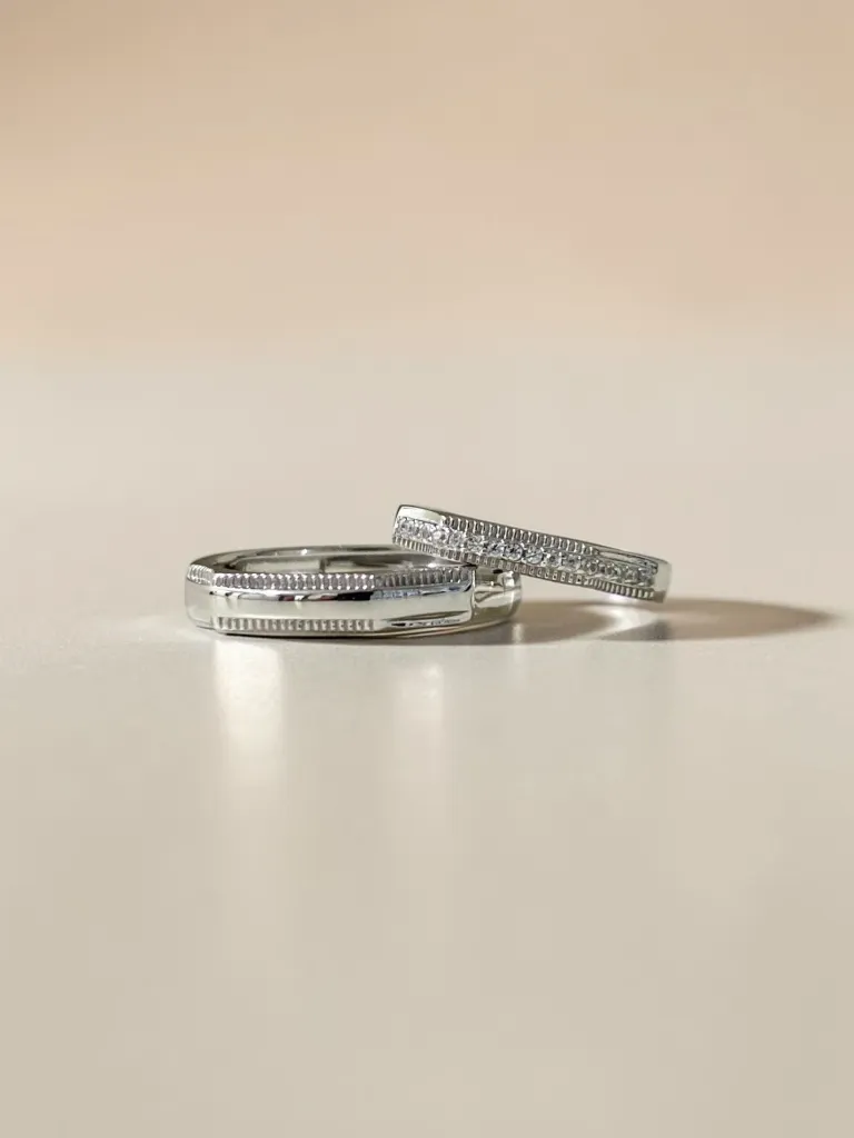Silver Diamond Band Ring — Refined Textured Style