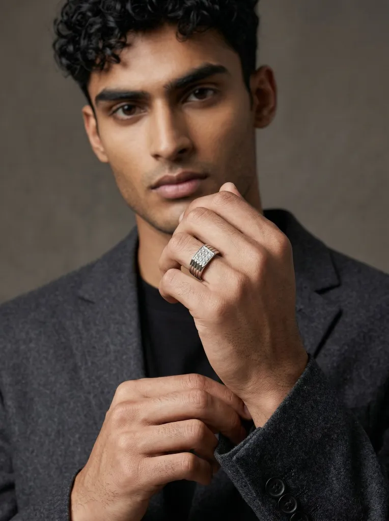 Rectangular Diamond Ring for Men