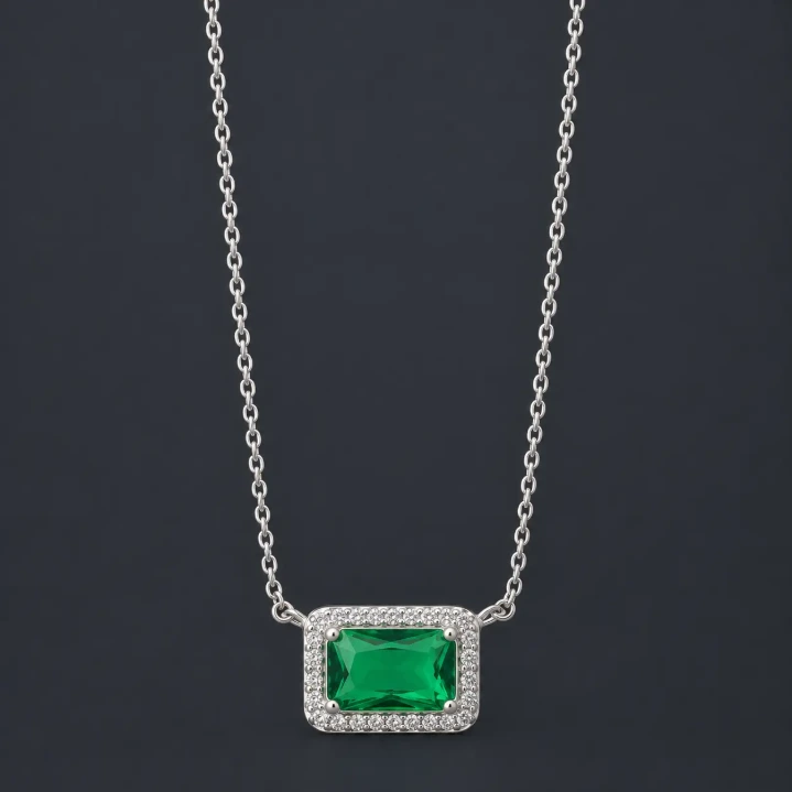 Emerald Pendant Chain for Women