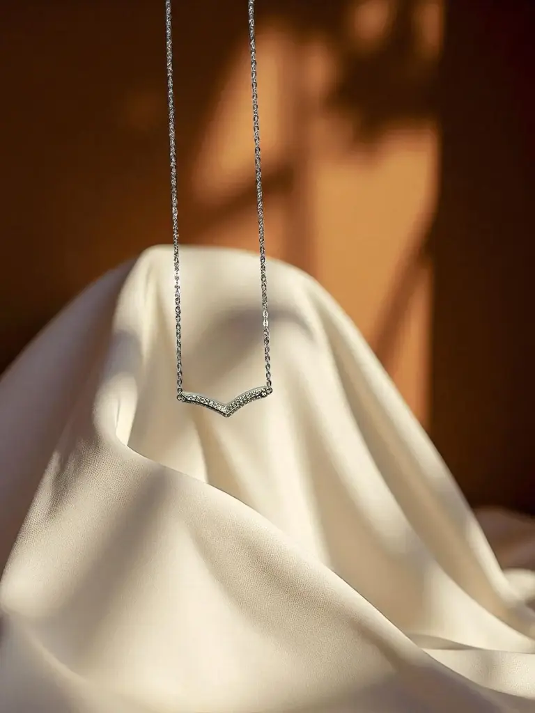Silver V Pendant Chain for Woman— Minimal Grace