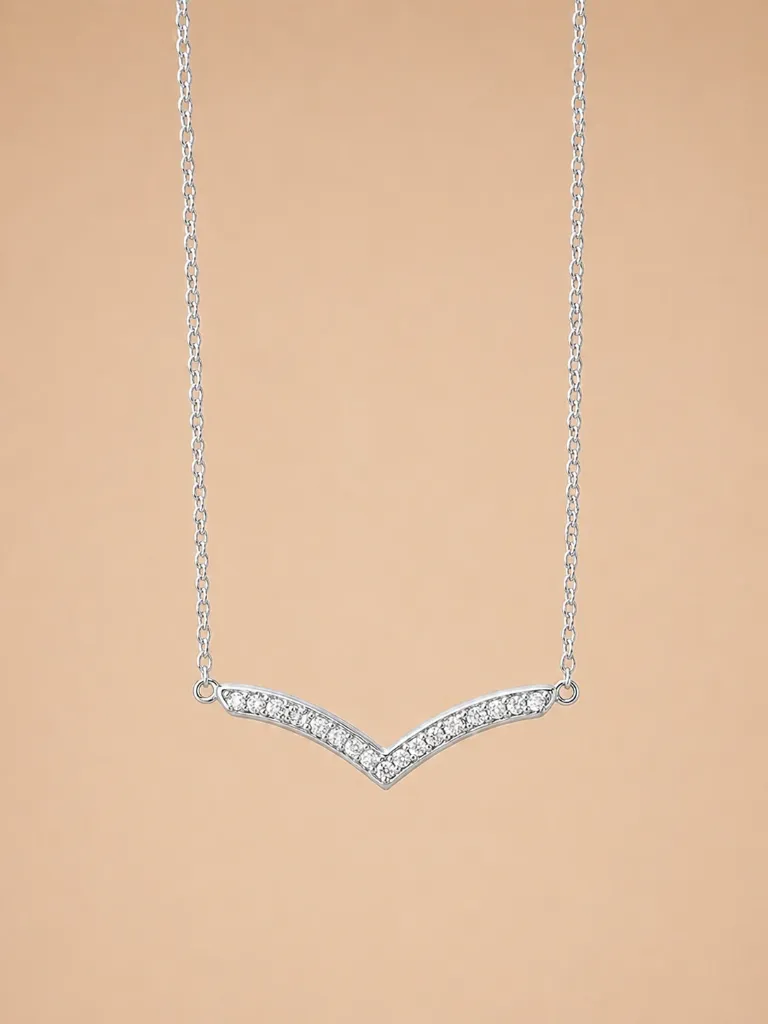 Silver V Pendant Chain for Woman— Minimal Grace