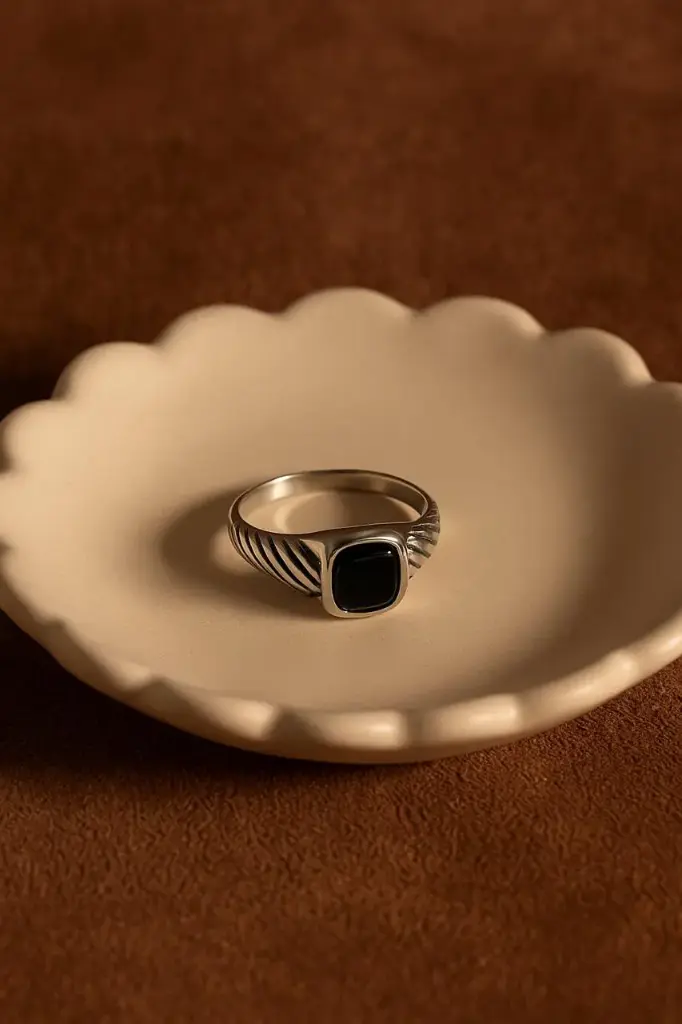 Black Stone Silver Ring for Men – Minimal & Premium