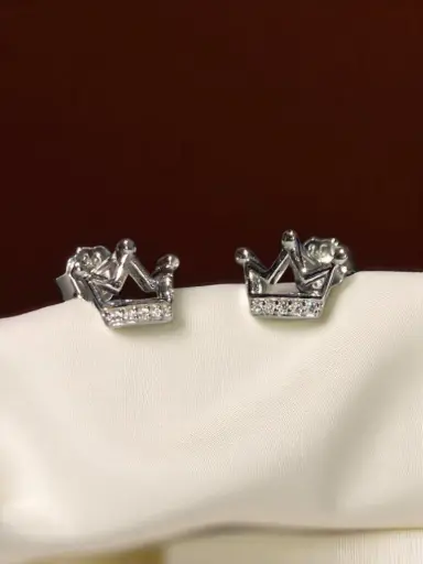 Elegant 925 Silver Crown Earrings – Everyday Glam Look