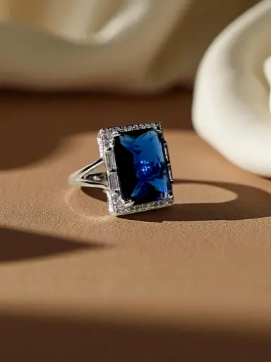 925 Silver Royal Blue Woman Stone Ring – Minimal Luxury