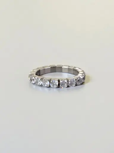 Elegant Silver Diamond Band – 925 Stretchable Women’s Party Ring