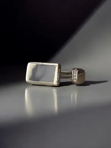 Plain Silver Wedding Ring Men – Bold Rectangular Design