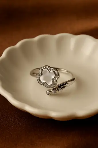 925 Silver Enamel Adjustable Woman Ring