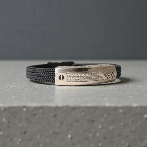 Men’s Black Silver Kada in 925 Sterling – Bold Magnetic Band