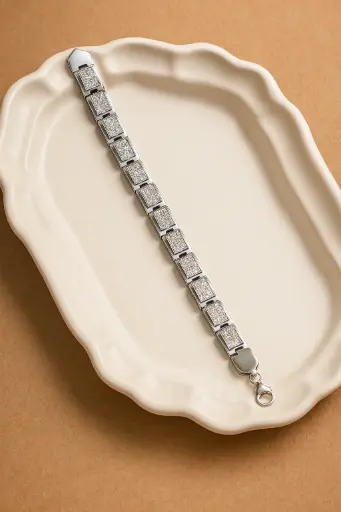 Solid Silver Men’s Bracelet in 925 Sterling Silver – Power Style