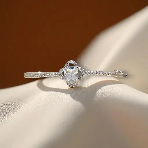 925 Silver Floral Kada for Woman