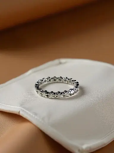 Floral Inspired 925 Woman Silver Band