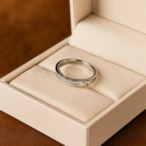 Men’s Silver Diamond Band Ring – Elegant Twisted Diamond Design