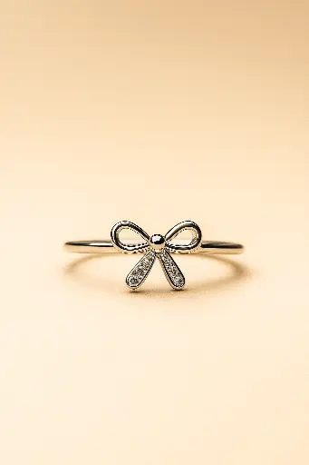 Delicate 925 Silver Woman's Bow Ring