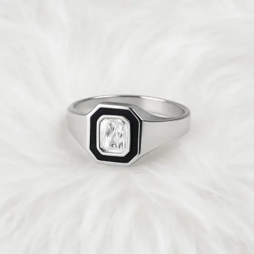 925 Black Silver Enamel Ring for Men – Bold & Stylish