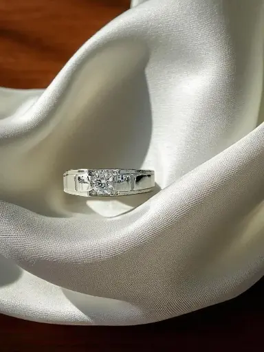 Men’s Italian Silver Ring – 925 Solitaire Design