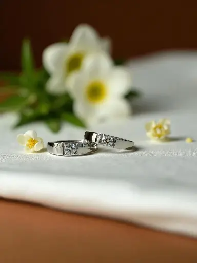 Elegant Sterling Silver Couple Rings – Minimal Solitaire